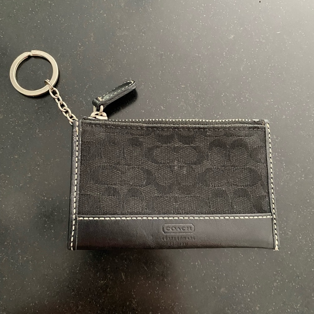 Black Coach Signature Key Chain ID Holder